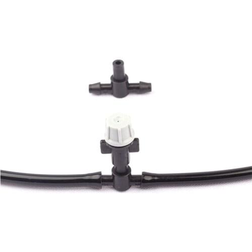 Wholesale 100pcs Gray Single Nozzle With 4/7mm Tee Connector Watering Sprinkler Garden Lawn Drip Irrigation Misting Nozzle