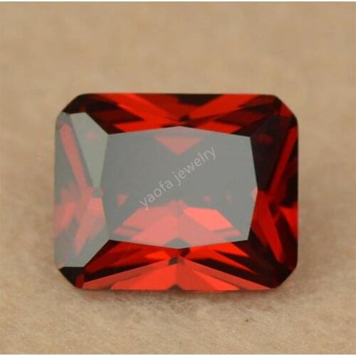 Wholesale 3X5mm~13X18mm 5A Garnet Color Synthetic Gems Loose CZ Rectangle Octangle Shape Cut Cubic Zirconia Stone For Jewelry