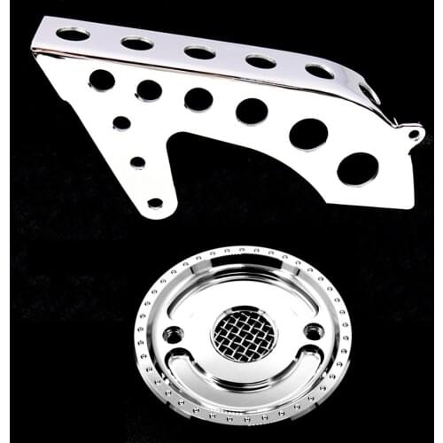 Motorcycle Front Chrome Drive Pulley Engine Upper Cover Sets Fit For Harley Sportster XL 883 1200 48 72 SuperLow 2004-2019