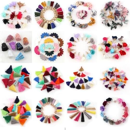 16 Style Mixed Color Cotton Silk Tassels Earrings Charm Pendant Satin Tassels for DIY Jewelry Making Findings Materials