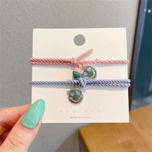 WonderlifeIron absorption for male and female couples students small rubber band smiling face bracelet female ins sensing