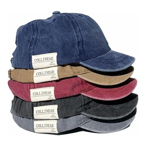 Washed Denim Sport Cap Short Brim Baseball Cap Letter Embroidery Hat for Women Men Outdoor Visor Cap Casual Snapback Hats Gorras