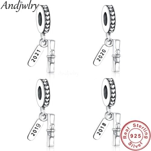 2021 Graduation Charms Dangle Charm Fit Charms Bracelet Orignal 925 Sterling Silver Pendant Charm DIY Berloque