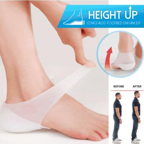 Concealed Footbed Enhancers Massaging Invisible Height Increase Silicone Insoles Socks Pads