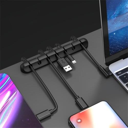 Silicone USB Cable Organizer Earphone Clip Charger Wire Data Line Holder Car Cable Winder Cord Clip Line Fixer Desk Accessories