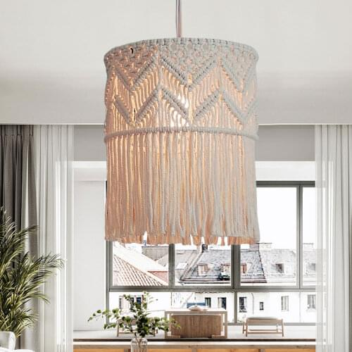 Nordic Bohemia Cotton Thread Chandelier Dining Room Living Room Corridor Decoration Pendant Lamp Hand Mave Wave Drop Lighting