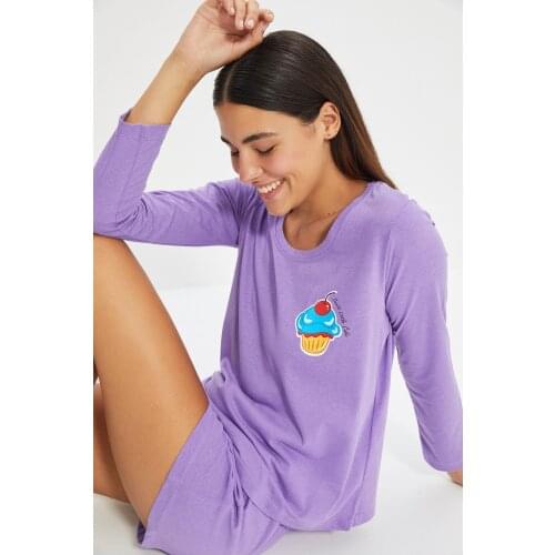 Trendyol Cupcake Printed Knitted Pajamas Set THMAW22PT0030