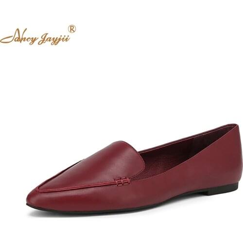 Women Red Leopard Casual Loafers Shoes 2021 Autumn Female Office Party Pu Pointed Toe Flats Girl Elegant Slip On School Shoes