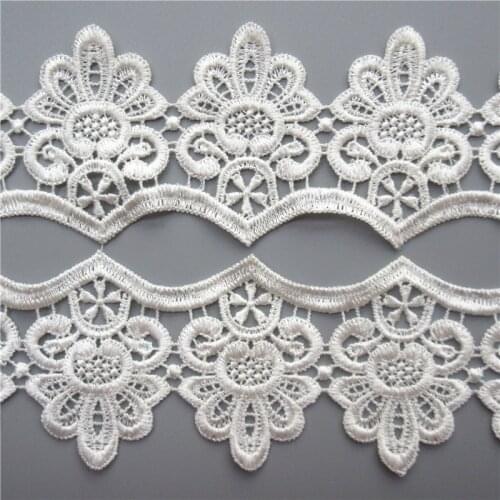 3 Yard Flower Embroidered Lace Edge Trim Ribbon Applique DIY Sewing Craft Crochet Fabric Edging Trimmings Vintage Wedding Dress