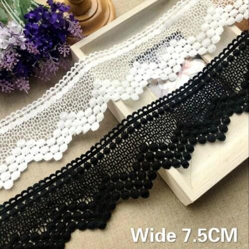 7.5CM Wide High Quality Water Soluble Tulle Lace Fabric Embroidered Ribbon Collar Edge Trim For DIY Curtains Fringe Decor