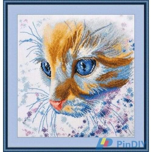 Top Quality Lovely Cute Counted Cross Stitch Kit Redhead Colorful Color Cat Kitten Kitty Head Close Up Feature obeh