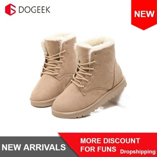 DOGEEK Women Boots 2019 Fashion Snow Boots Women Shoes Winter Boots Warm Fur Ankle Boots For Women Winter Shoes Botas Mujer