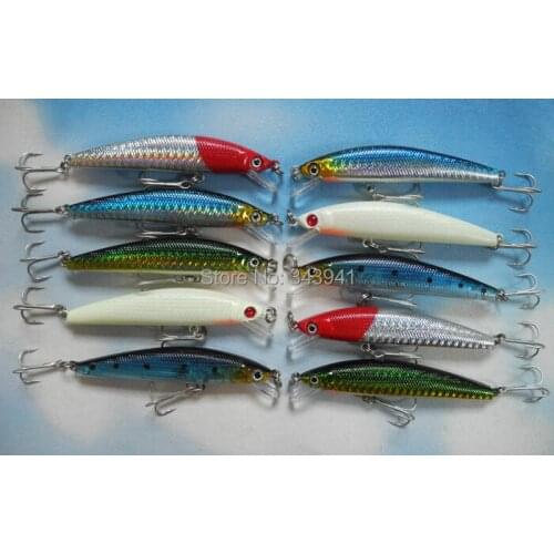 High Quality 10Pcs/Lot Minnow Fishing lures 8.4cm/8g Hard Baits Swimbait Fish Hook Fishing Tackle