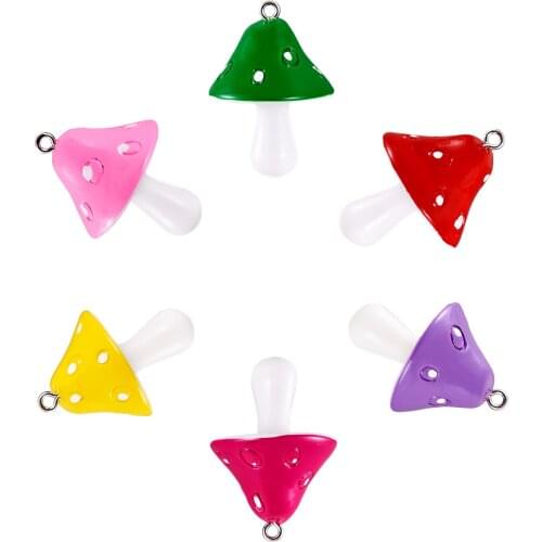 10pcs Mixed Color Mushroom Shape Pendant Cute Sweet Resin Pendant Charms For Drop Earrings Necklace DIY Girls Women Jewelry Gift