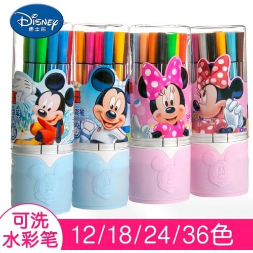 12/18/24/36 color Disney Mickey Minnie watercolor pen washable color set writing painting pen graffiti pen school supplies gift