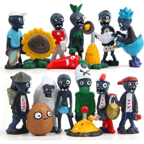16Pcs/Set Plants vs Zombies PVZ Figures Toys PVC Nut Sunflower Plants Zombie Yeti Collection Figures Model Toys Kids Gifts