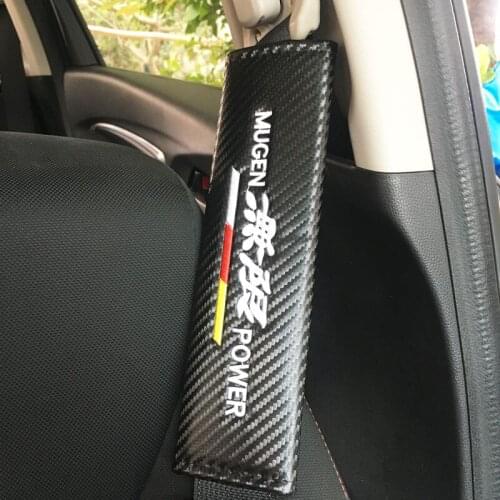 2PCS Car Carbon Fiber Safety Belt Cover Shoulder Protector Seat Belt Shoulder Guard Case For Honda Mugen Car Styling