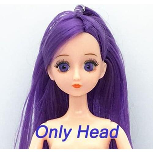 30cm Blue Purple Black Eyes Beautiful Doll Head or Body New Arrivel 1/6 Girl Doll (Rarely Hair))