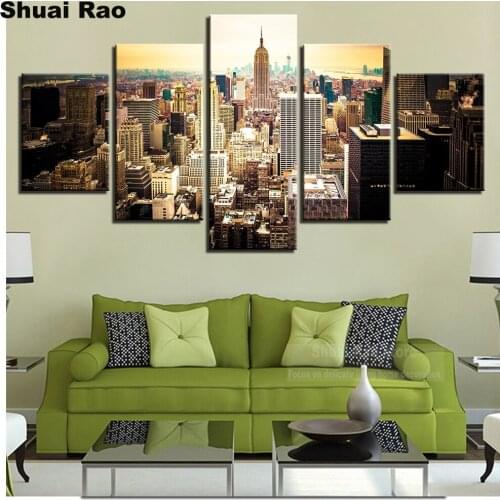 5 pcs diy diamond painting New York City Iconic Building 3d cross stitch diamond embroidery full round square rhinestone art