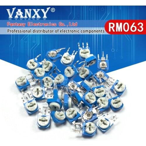 50pcs RM063 RM-063 100 200 500 1K 2K 5K 10K 20K 50K 100K 200K 500K 1M ohm Trimpot Trimmer Potentiometer variable resistor