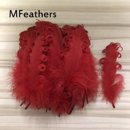500pcs Red color Dyed high quality curly goose feather 13-20cm 5-8" diy duck feather crafts for hats jewelrys cloth accessorys