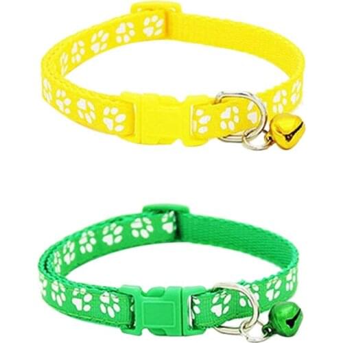 Promotion! 2 Pack Adjustable Cat Collar with Bell, Fashion Paw Print Design Pet Collar, Safety Quick Release Breakaway Collar fo
