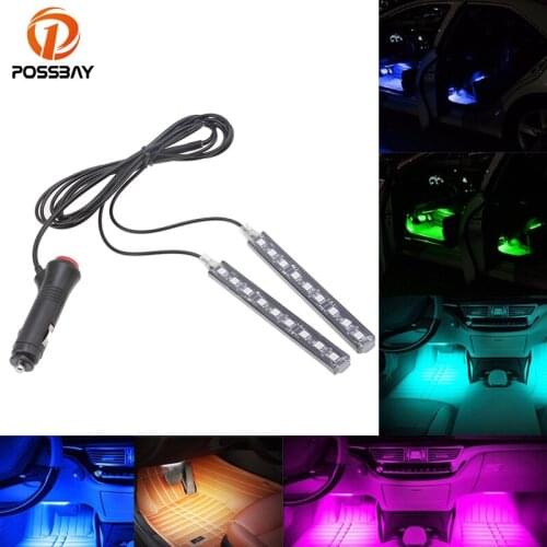 POSSBAY Car Decorative Lights LED Auto Interior Light Floor Decoration Lamp DC 12V 2 in 1 Car Waterproof LED Strip Neon Lights
