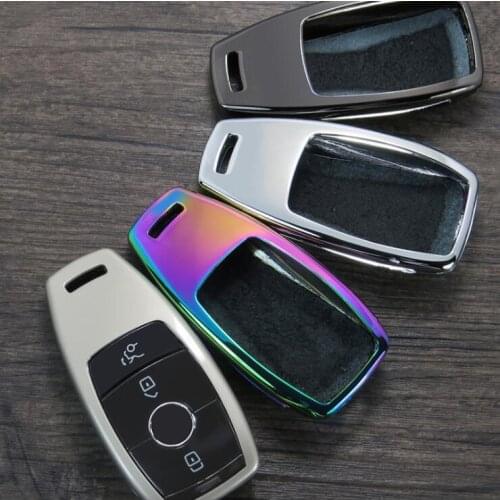 Zinc Alloy+leather car key cover case keychain Rings for Mercedes benz Remote holder