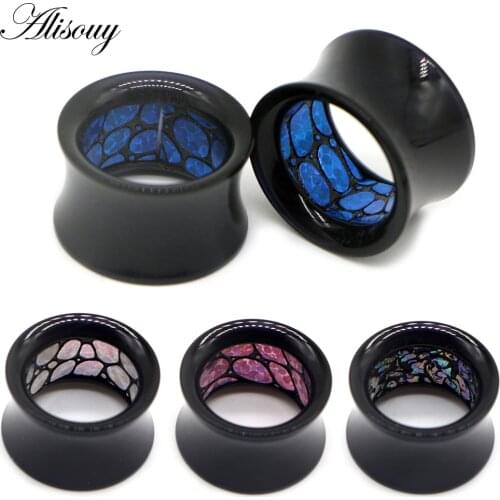 Alisouy 2PCS 8-30mm Black Tunnel Plug Piercings Acrylic Ear Taper Piercing Earlets Stretchers Gauge Expander Plugs Jewelry
