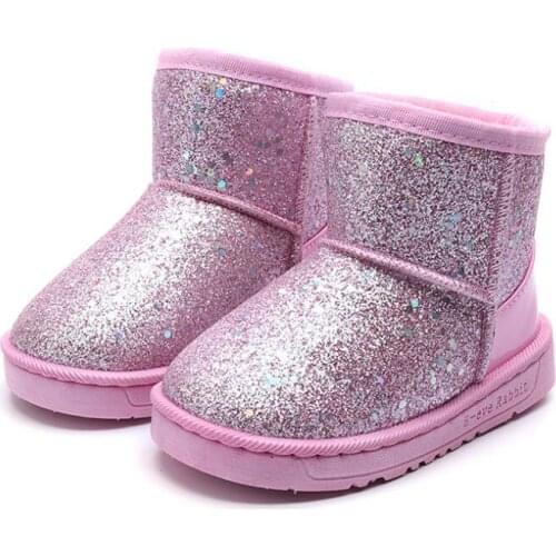 2019 winter new sequins children snow boots girls warm boots boys plus velvet short boots in the big child kids cotton shoes