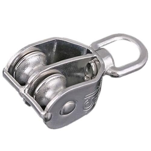 20mm od. Stainless Steel Metal Dual Pulley Wire Rope Block Rope Pulley Block