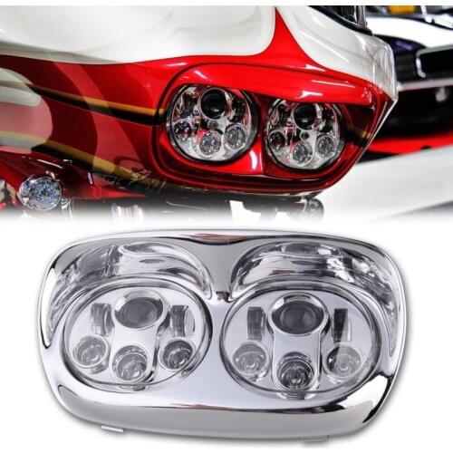 FADUIES For bike Road Glide Dual 5 3/4" Chrome LED Style Headlight Motorcycle Led Hi/Low beam double headlight