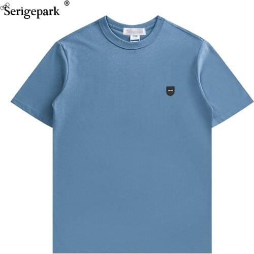 Serige park 2021 luxury hugh quality man unisex top t shirt classical regular fit pure plain color style top tee for Eden lady