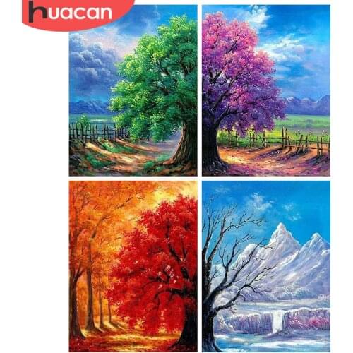 HUACAN 5d Diamond Painting Season Landscape DIY Diamond Embroidery Tree Mosaic Rhinestones Pictures Home Decor Kits