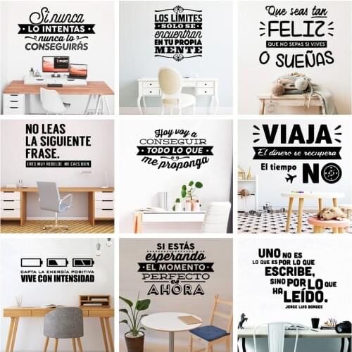 Spanish Decals French Words Quotes Vinyl Wall Sticker For Office Room Decor Stickers Living Room Wallpaper Wall Deacls Mural