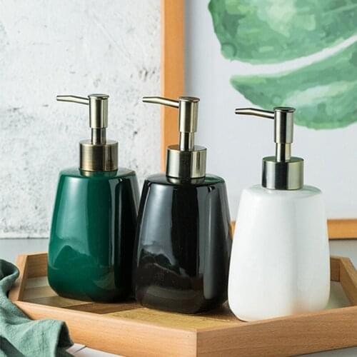Ceramics Liquid Soap Dispenser 350ml Simple Latex Bottle for Bathroom Home Decoration Bathroom Accessories