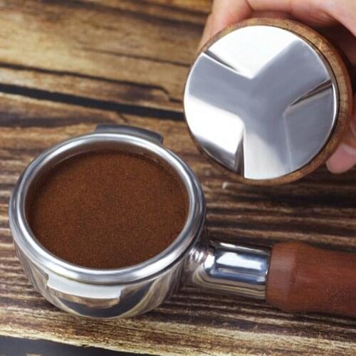304 Stainless Steel 51/58mm Coffee Tamper Wooden Handle Coffee Press Barista Espresso Maker Grinder Handmade High Quality
