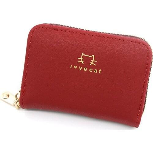 Wholesale Price Cute Business Card Holder Women ID/Credit Card Holder Card Wallet Leather Zipper Pocket Card Case Dropshipping