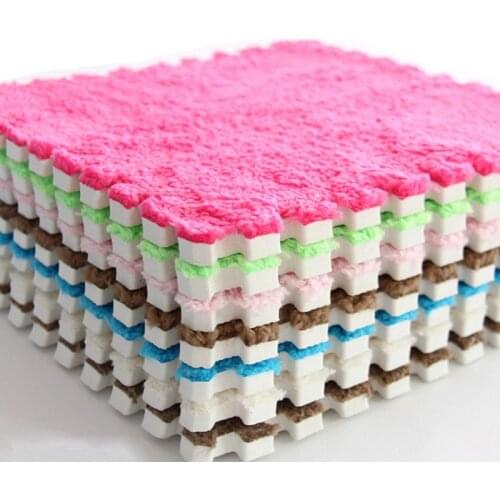 Splicing Carpets for Living Room Plush Soft Climbing Mat Rug Split Joint Bath Room Anti-skid Rugs Pink Shaggy Area 30*30cm