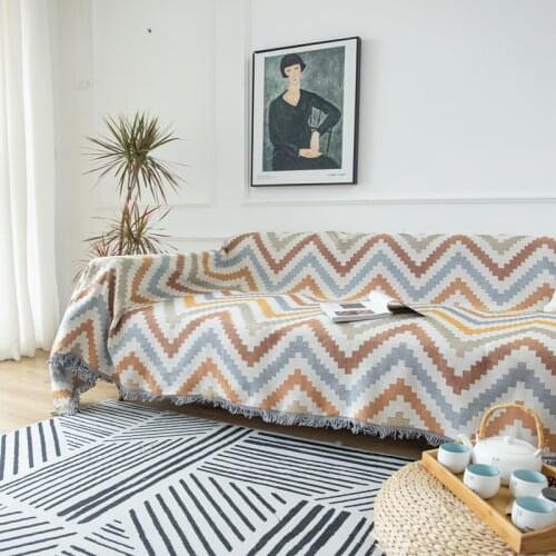 Fashion Wave Sofa Tassel Cover Blanket All Season Geometry Soft Background Cloth Home Decor Dust-proof Bedspread Travel Blankets
