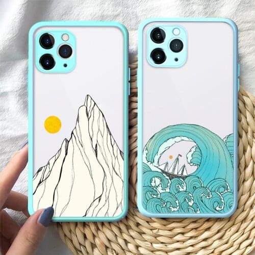 Fashion Wave Mountain phone Cases For iPhone X XR XS Max 12 Mini 11 Pro max SE 2020 7 8 6S Plus Case Hard Shockproof Cover Funda