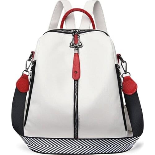 Fashion Designer Soft Leather Backpack Women Waterproof White Travel Shoulder Bag School Backpacks Bags For Girls Teenager Sac