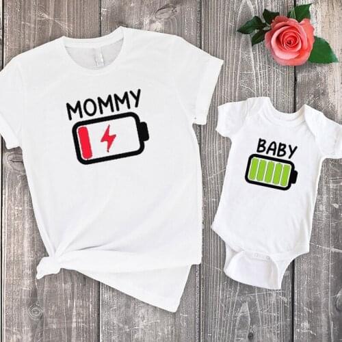 Family Shirt Set Vacation Mothers Day Gift Mommy Matching Tshirt New Parents Gift Family Battery Shirt Funny