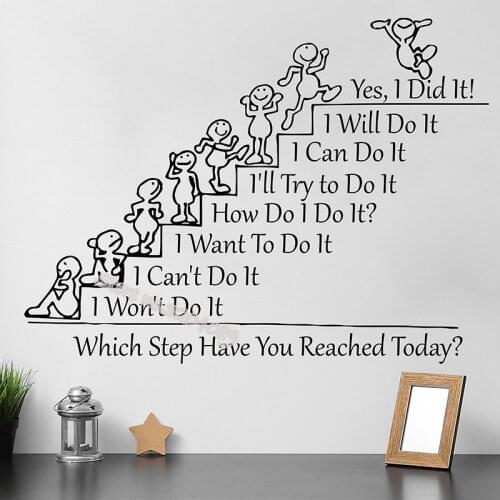 Which Step Have You Reached Today Wall Stickers Team Building Wall Decor Motivation School Class Rooms Office Art Decals EB509