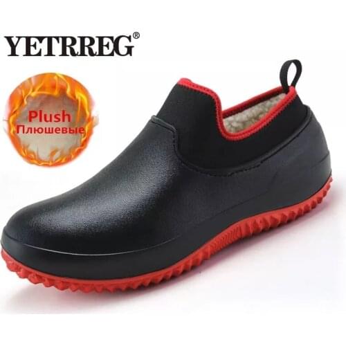 New Unisex Winter Rain Boots Warm Snow Boots Non-Slip Men Rain Shoes Waterproof Rain Boots Mens Water Boots Rubber Work Boots