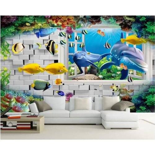 Beibehang papel de parede Modern Water Animals Wall paper Landscape Underwater Window Background Underwater World 3d wallpaper
