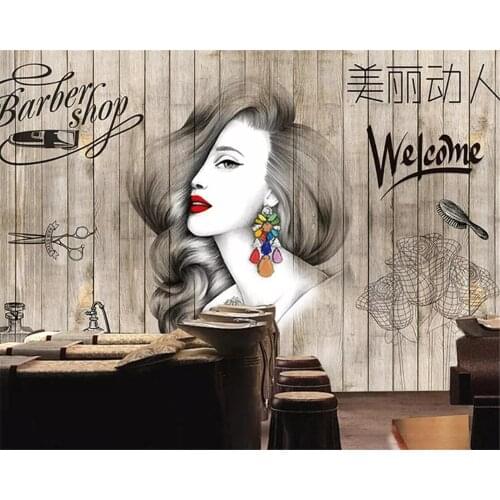 Beibehang Custom wallpaper fashion hair salon hairdresser beauty salon barber shop background wall decoration 3d wallpaper mura