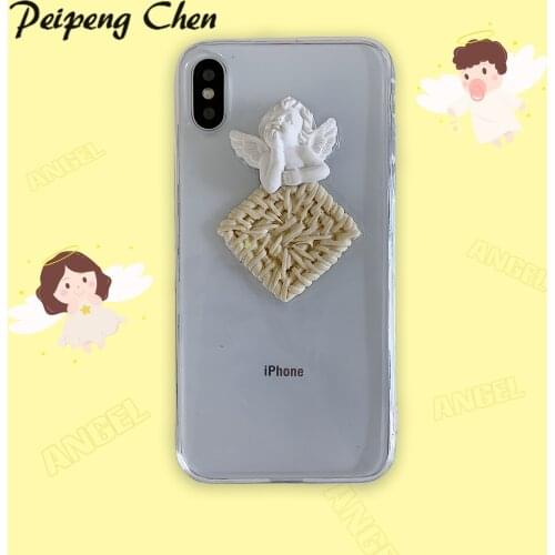 PEIPENG Cute 3D Transparent Cupid Ange phone case For iphone 11 Pro Max 6 S 7 8 Plus X XR Xs Max Cover TPU Silicone soft Cases