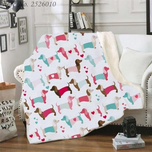 Throw Blanket Dachshund 3D Velvet Plush Blanket Bedspread for Kids Girls Sherpa Blanket Couch Quilt Cover Travel 02