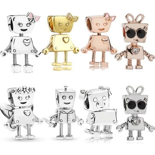 Fit Original Pandora Charm Bracelet Women Bella Bot Charms for Jewelry Making Bobi Robot Beads DIY Bangle Accessories Child Gift